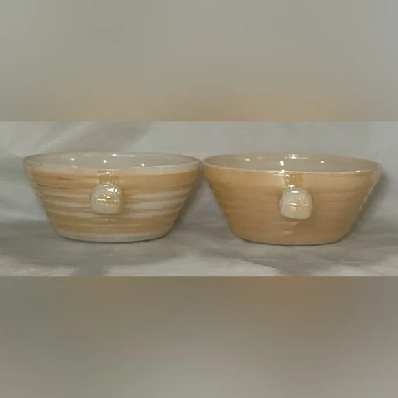 Vintage Lot Of 4 Fire King Lusterware Beehive Handled Bowls Anchor Hocking - Picture 8 of 9